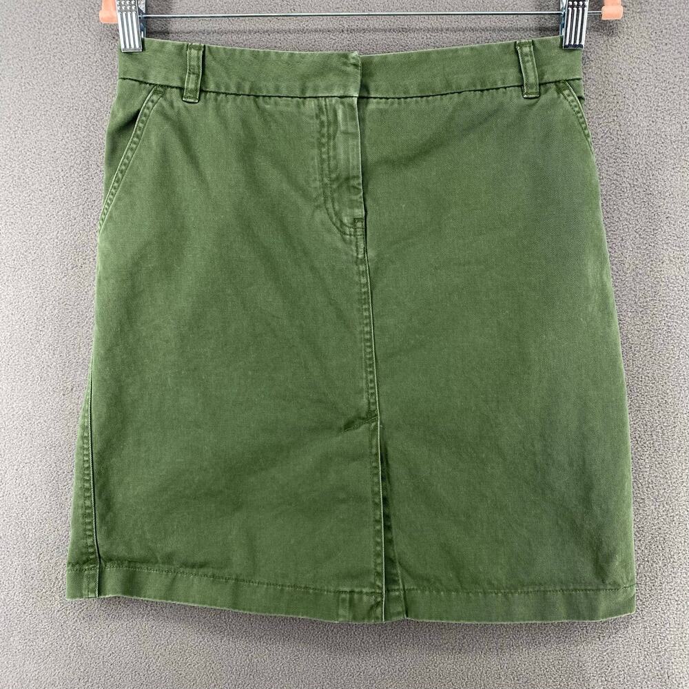 J Crew Zipper Front Casual Skirt Womens 2?‎ Green Pockets Belt Loops Y2K